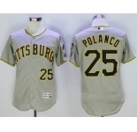 Men Pittsburgh Pirates #25 Gregory Polanco Majestic grey Flexbase Authentic Collection Player Jersey