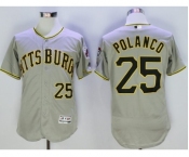 Men Pittsburgh Pirates #25 Gregory Polanco Majestic grey Flexbase Authentic Collection Player Jersey