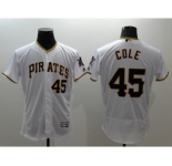 Men Pittsburgh Pirates #45 Gerrit Cole Majestic White Flexbase Authentic Collection Player Jersey