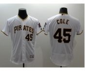 Men Pittsburgh Pirates #45 Gerrit Cole Majestic White Flexbase Authentic Collection Player Jersey