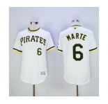 Men Pittsburgh Pirates #6 Starling Marte Majestic White Flexbase Authentic Collection Cooperstown Player Jersey