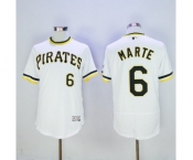 Men Pittsburgh Pirates #6 Starling Marte Majestic White Flexbase Authentic Collection Cooperstown Player Jersey