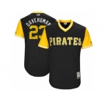 Men's 2017 Little League World Series Pirates #23 David Freese Davehuman Black Jersey