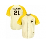 Men's Majestic Pittsburgh Pirates #21 Roberto Clemente Replica Cream Gold Exclusive Cool Base MLB Jersey