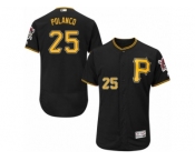 Men's Majestic Pittsburgh Pirates #25 Gregory Polanco Black Flexbase Authentic Collection MLB Jersey