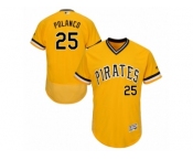 Men's Majestic Pittsburgh Pirates #25 Gregory Polanco Gold Flexbase Authentic Collection MLB Jersey