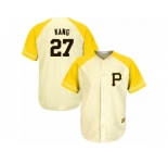 Men's Majestic Pittsburgh Pirates #27 Jung-ho Kang Replica Cream Gold Exclusive MLB Jersey