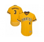 Men's Majestic Pittsburgh Pirates #3 Sean Rodriguez Gold Flexbase Authentic Collection MLB Jersey