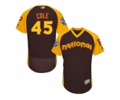 Men's Majestic Pittsburgh Pirates #45 Gerrit Cole Brown 2016 All-Star National League BP Authentic Collection Flex Base MLB Jersey