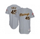 Men's Majestic Pittsburgh Pirates #45 Gerrit Cole Replica Grey 1997 Turn Back The Clock MLB Jersey