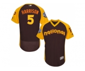 Men's Majestic Pittsburgh Pirates #5 Josh Harrison Brown 2016 All-Star National League BP Authentic Collection Flex Base MLB Jersey