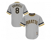 Men's Majestic Pittsburgh Pirates #8 Willie Stargell Authentic Grey Cooperstown Throwback MLB Jersey