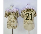 Men's Pittsburgh Pirates #21 Roberto Clemente Majestic Camo Flexbase Authentic Collection Player Jersey