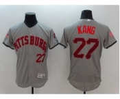 Men's Pittsburgh Pirates #27 Jung Ho Kang Majestic Gray Fashion Stars & Stripes Flex Base Player Jersey