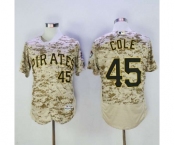 Men's Pittsburgh Pirates #45 Gerrit Cole Majestic Camo Flexbase Authentic Collection Player Jersey