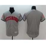 Men's Pittsburgh Pirates Blank Majestic Gray Fashion Stars & Stripes Flex Base Jersey