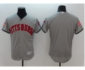 Men's Pittsburgh Pirates Blank Majestic Gray Fashion Stars & Stripes Flex Base Jersey