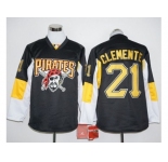 Pittsburgh Pirates #21 Roberto Clemente Black Long Sleeve Stitched Baseball Jersey