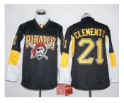Pittsburgh Pirates #21 Roberto Clemente Black Long Sleeve Stitched Baseball Jersey