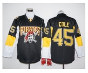 Pittsburgh Pirates #45 Gerrit Cole Black Long Sleeve Stitched Baseball Jersey