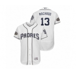 Men San Diego Padres White #13 50th Anniversary Manny Machado Flex Base Jersey