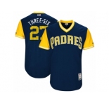 Men's 2017 Little League World Series Padres #27 Jered Weaver Three-Six Navy Jersey
