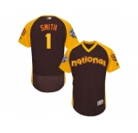 Men's Majestic San Diego Padres #1 Ozzie Smith Brown 2016 All-Star National League BP Authentic Collection Flex Base MLB Jerse