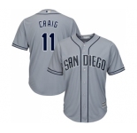 Men's Majestic San Diego Padres #11 Allen Craig Replica Grey Road Cool Base MLB Jersey