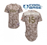 Men's Majestic San Diego Padres #15 Cory Spangenberg Replica Camo Alternate 2 Cool Base MLB Jersey