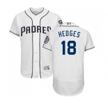 Men's Majestic San Diego Padres #18 Austin Hedges White Home Flex Base Authentic Collection MLB Jersey