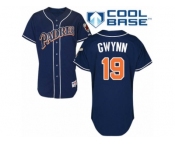 Men's Majestic San Diego Padres #19 Tony Gwynn Authentic Navy Blue 1998 Turn Back The Clock MLB Jersey