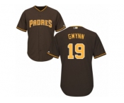Men's Majestic San Diego Padres #19 Tony Gwynn Replica Brown Alternate Cool Base MLB Jersey