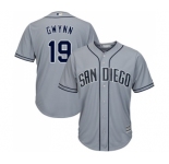 Men's Majestic San Diego Padres #19 Tony Gwynn Replica Grey Road Cool Base MLB Jersey