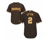 Men's Majestic San Diego Padres #2 B.J. Upton Replica Brown Alternate Cool Base MLB Jersey
