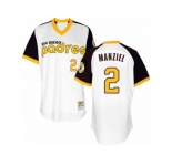 Men's Majestic San Diego Padres #2 Johnny Manziel Authentic White 1978 Turn Back The Clock MLB Jersey