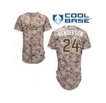 Men's Majestic San Diego Padres #24 Rickey Henderson Authentic Camo Alternate 2 Cool Base MLB Jersey