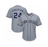 Men's Majestic San Diego Padres #24 Rickey Henderson Authentic Grey Road Cool Base MLB Jersey