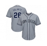 Men's Majestic San Diego Padres #26 Yangervis Solarte Replica Grey Road Cool Base MLB Jersey