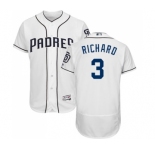 Men's Majestic San Diego Padres #3 Clayton Richard White Home Flex Base Authentic Collection MLB Jersey