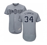 Men's Majestic San Diego Padres #34 Craig Stammen Authentic Grey Road Cool Base MLB Jersey