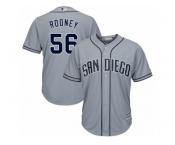 Men's Majestic San Diego Padres #56 Fernando Rodney Authentic Grey Road Cool Base MLB Jersey
