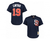 Men's Mitchell and Ness 1996 San Diego Padres #19 Tony Gwynn Replica Navy Blue Throwback MLB Jersey