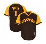 Men's San Diego Padres #1 Ozzie Smith Replica Brown Alternate Cooperstown Cool Base Baseball Jersey