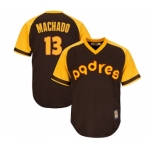 Men's San Diego Padres #13 Manny Machado Replica Brown Alternate Cooperstown Cool Base Baseball Jersey