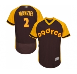 Men's San Diego Padres #2 Johnny Manziel Brown Alternate Cooperstown Authentic Collection Flex Base Baseball Jersey