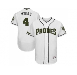 Men's San Diego Padres #4 Wil Myers White Flexbase Authentic Collection Memorial Day Stitched MLB Jersey
