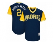 Men's San Diego Padres Jose Pirela #2 Aguila Negra Majestic Navy 2017 Players Weekend Authentic Jersey