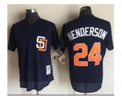 Mitchell And Ness 1996 San Diego Padres #24 Rickey Henderson Navy Blue Throwback Stitched Baseball Jersey