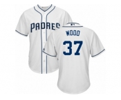 San Diego Padres #37 Travis Wood Replica White Home Cool Base MLB Jersey
