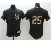 Men San Francisco Giants #25 Barry Bonds Majestic Green Salute to Service Flexbase Authentic Collection Jersey